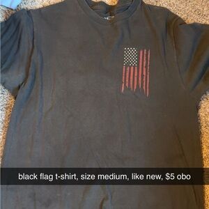 Black T-Shirt with Flag Design